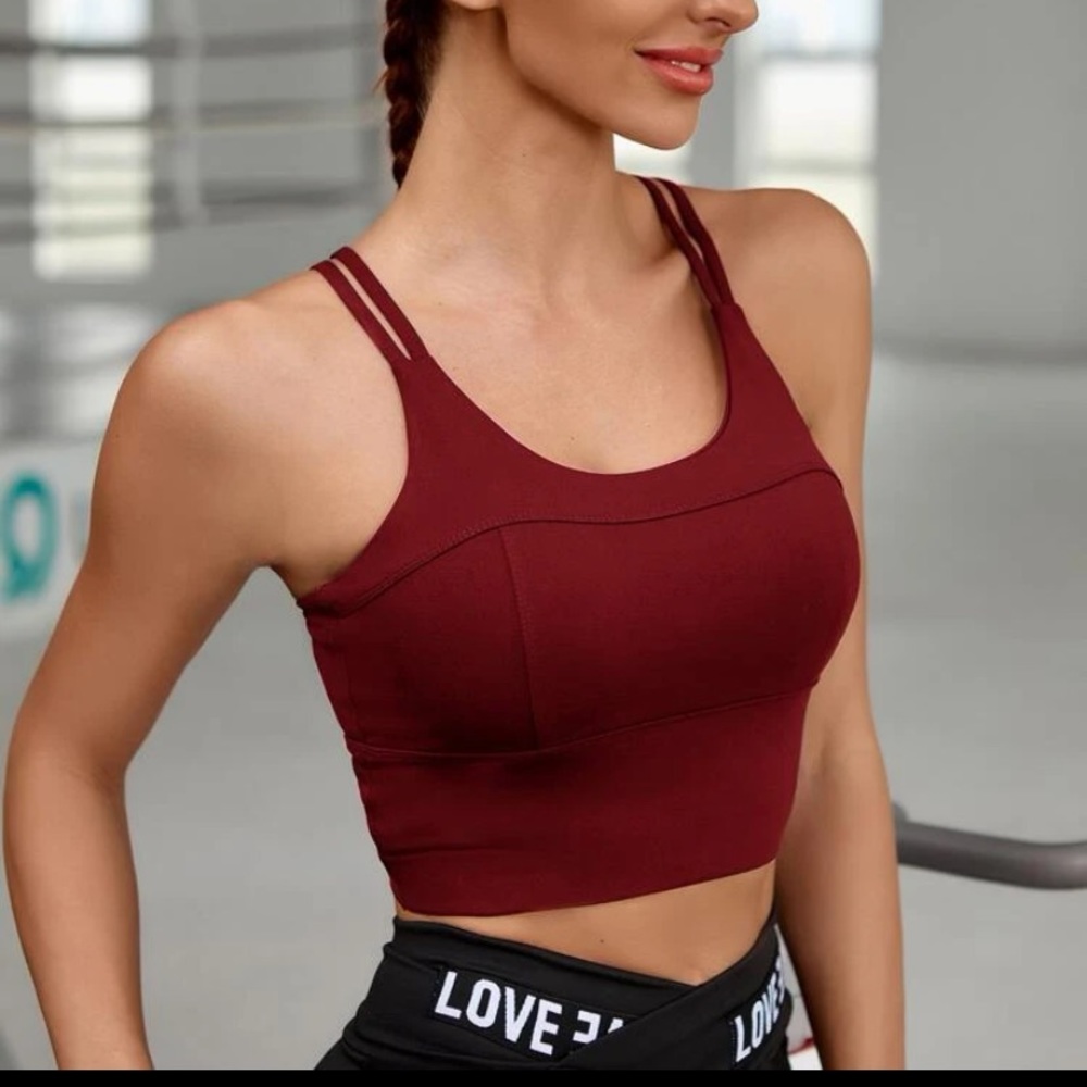 Red Sports Bra / Tank Top with built in pads